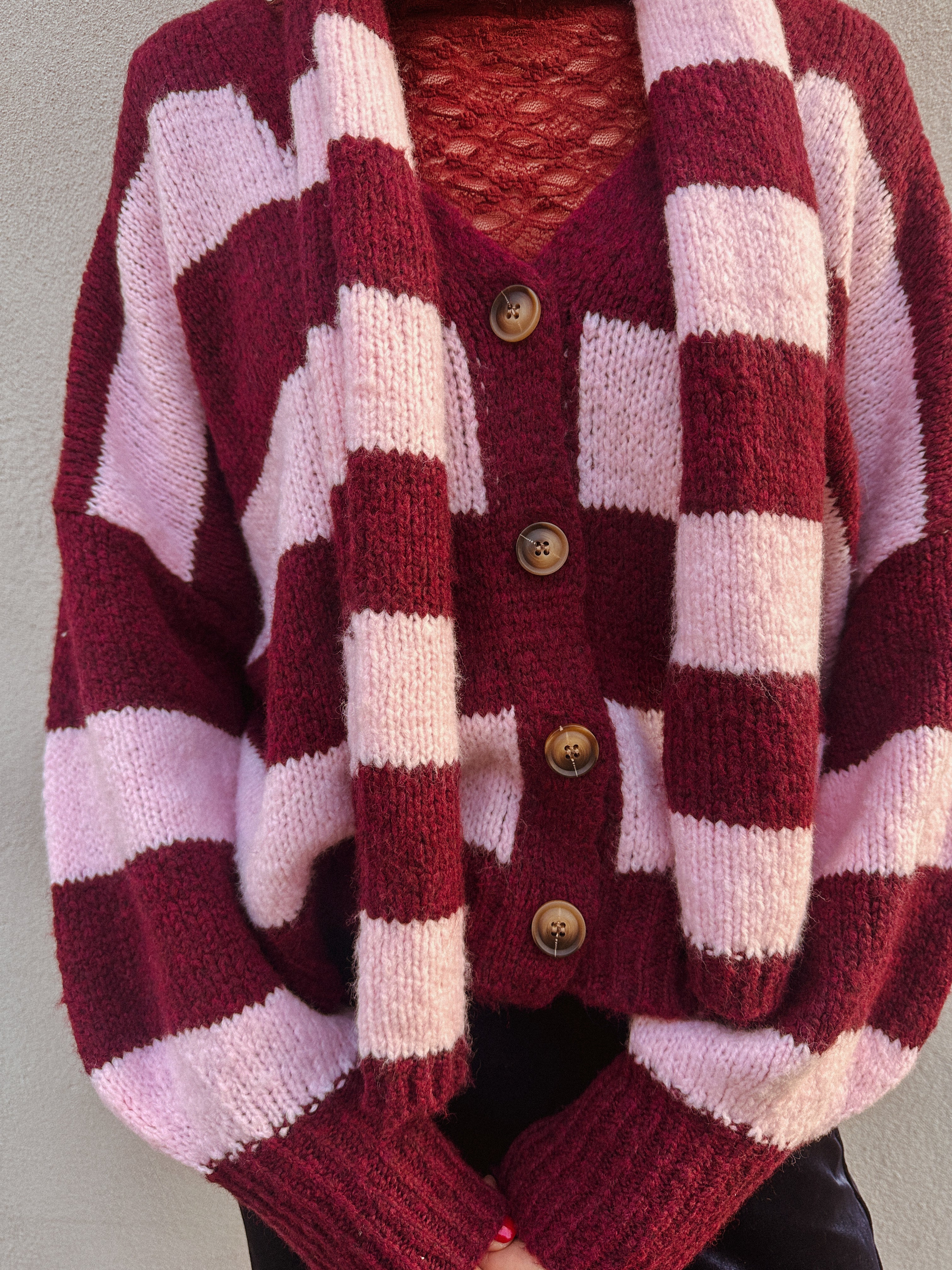 Noena gilet gestreept met sjaal