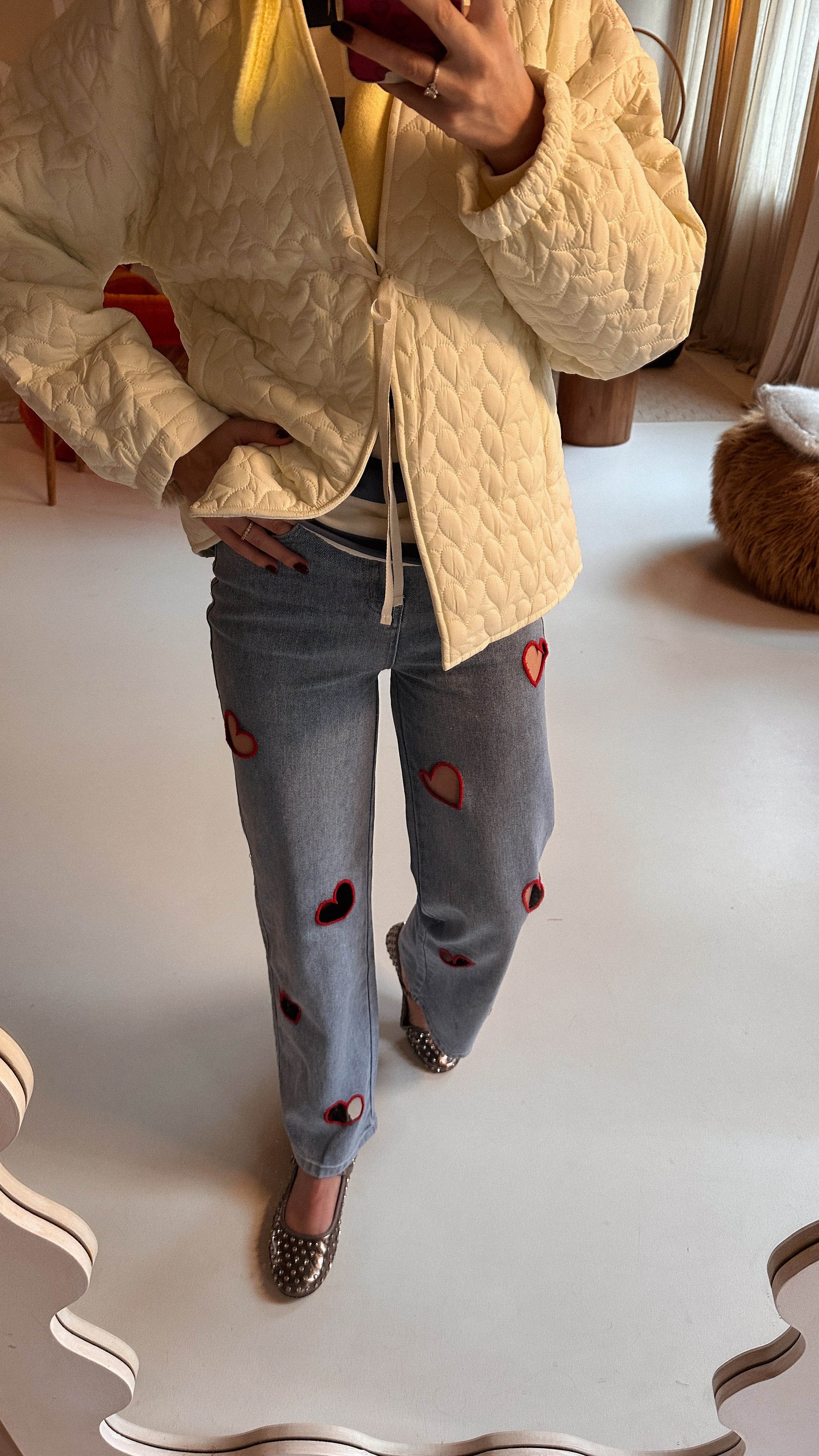 heart cut out jeans