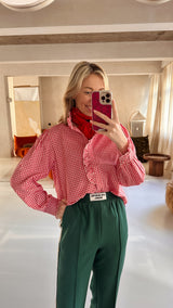 Vichy blouse rood