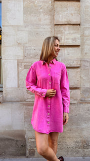 Bella jeansjurk fuchsia