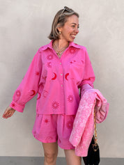 Zohra setje roze/rood