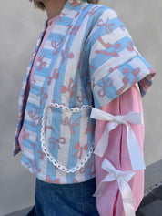 Siena jas blauw/wit gestreept