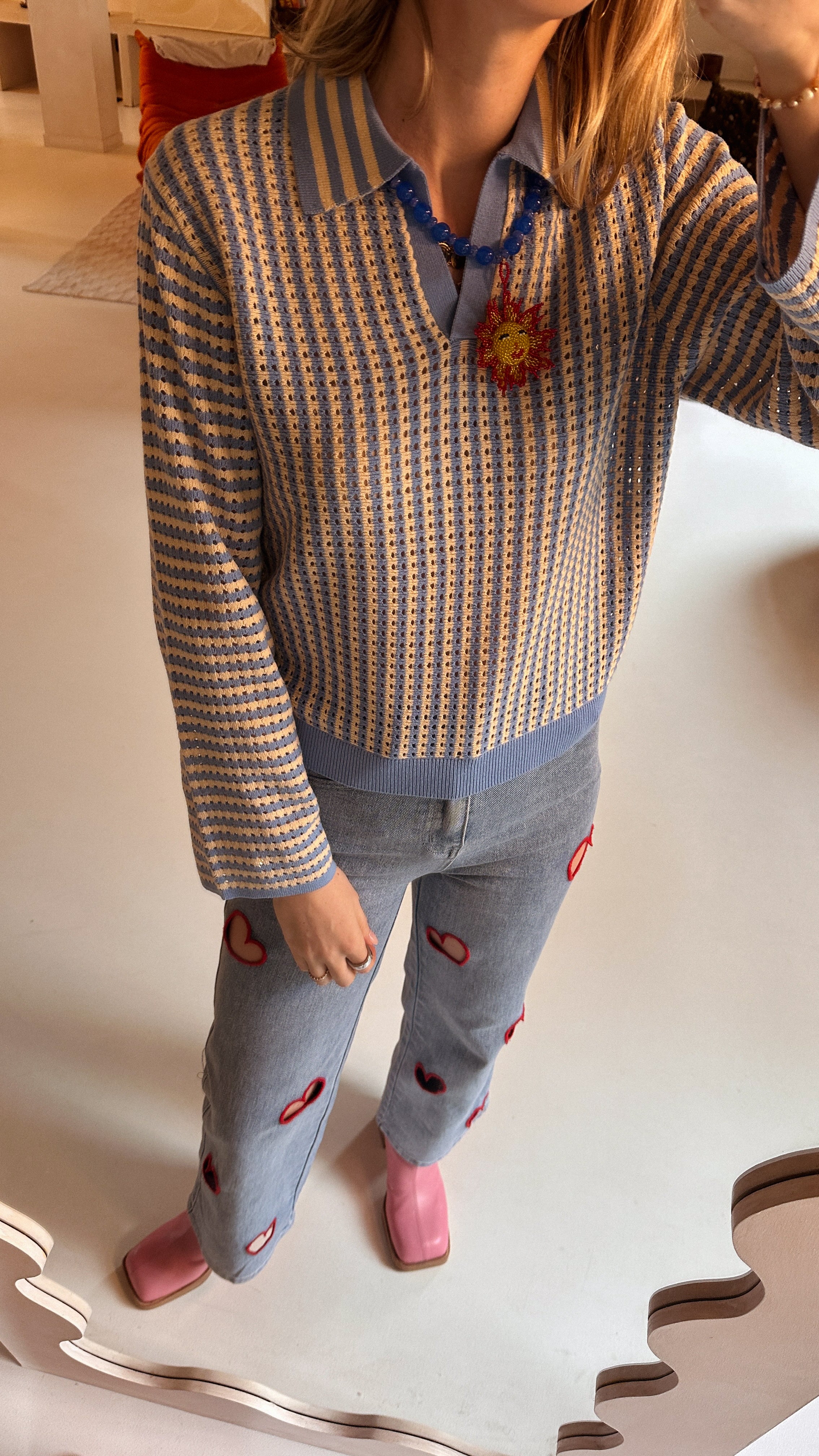 Deon trui blauw gestreept