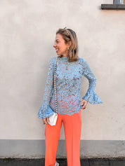 Carla kanten top blauw