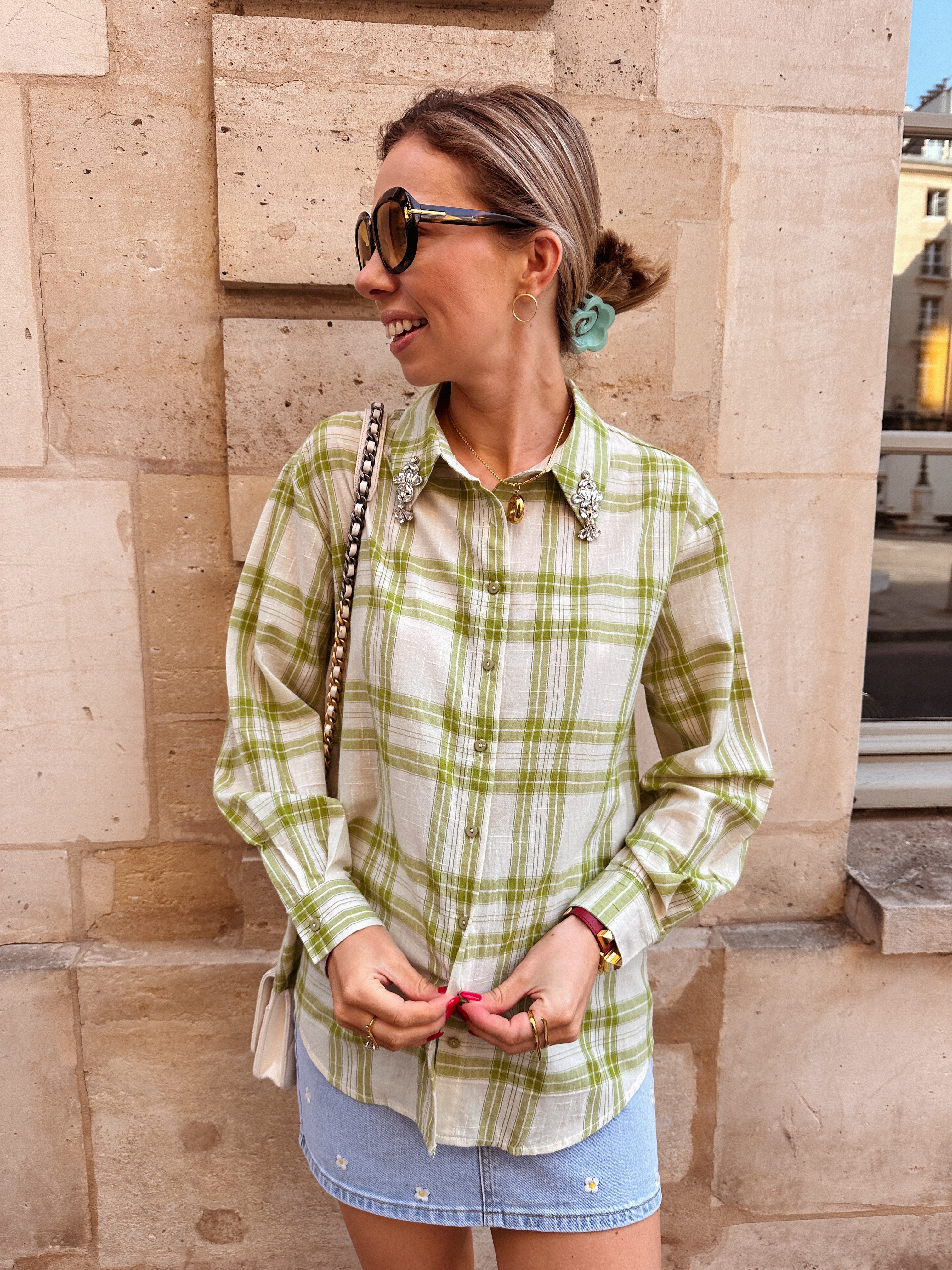 Gemma blouse groen strass
