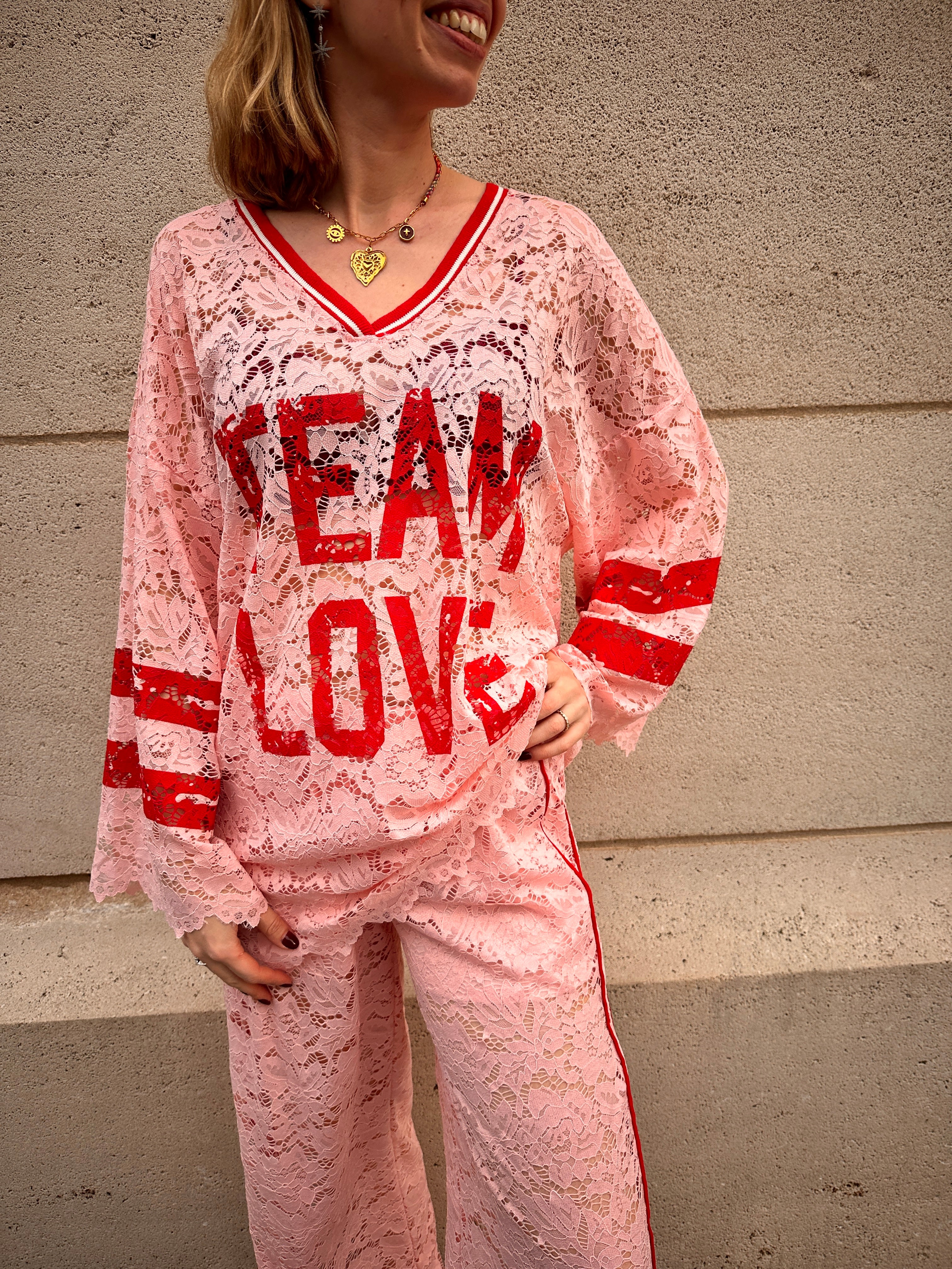 Tess kanten Blouse roze