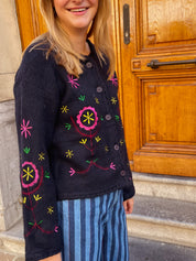 Lima gilet blauw geborduurd