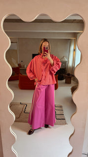 Léonore blouse roze gestreept