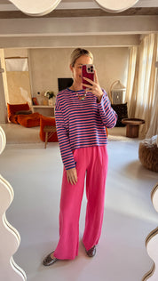 Kito katoenen roze geribbelde broek