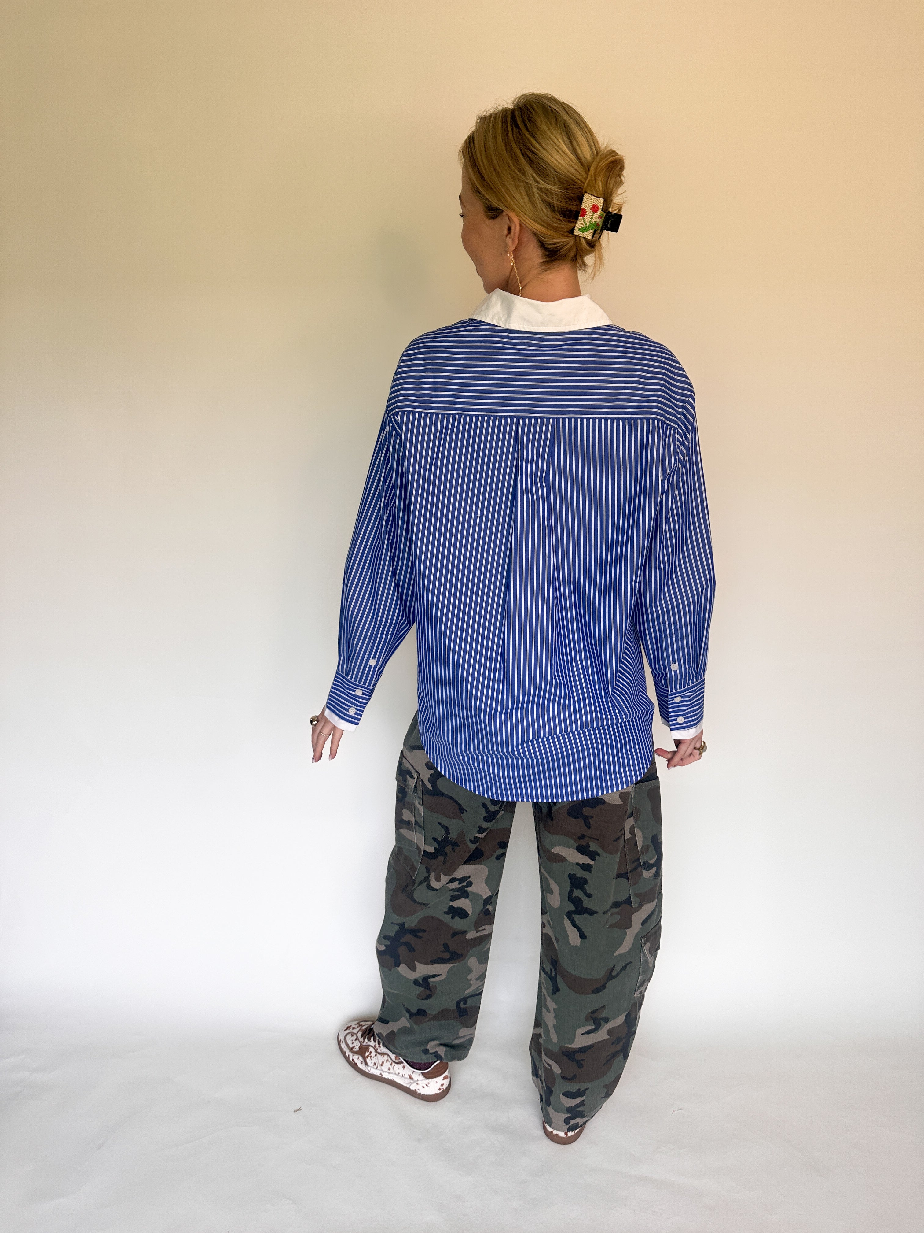 Paula blouse blauw gestreept