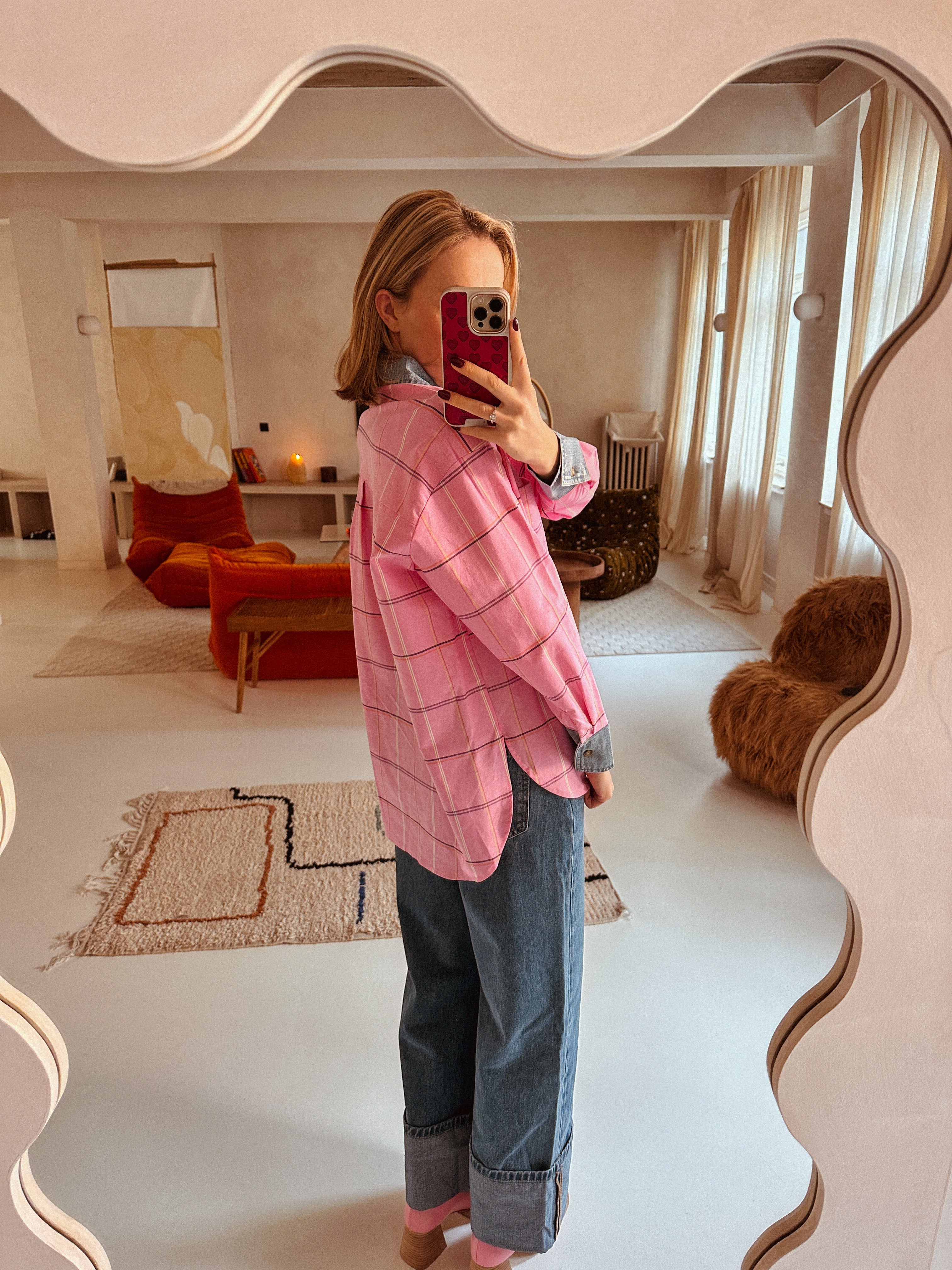 Fiona blouse roze geruit