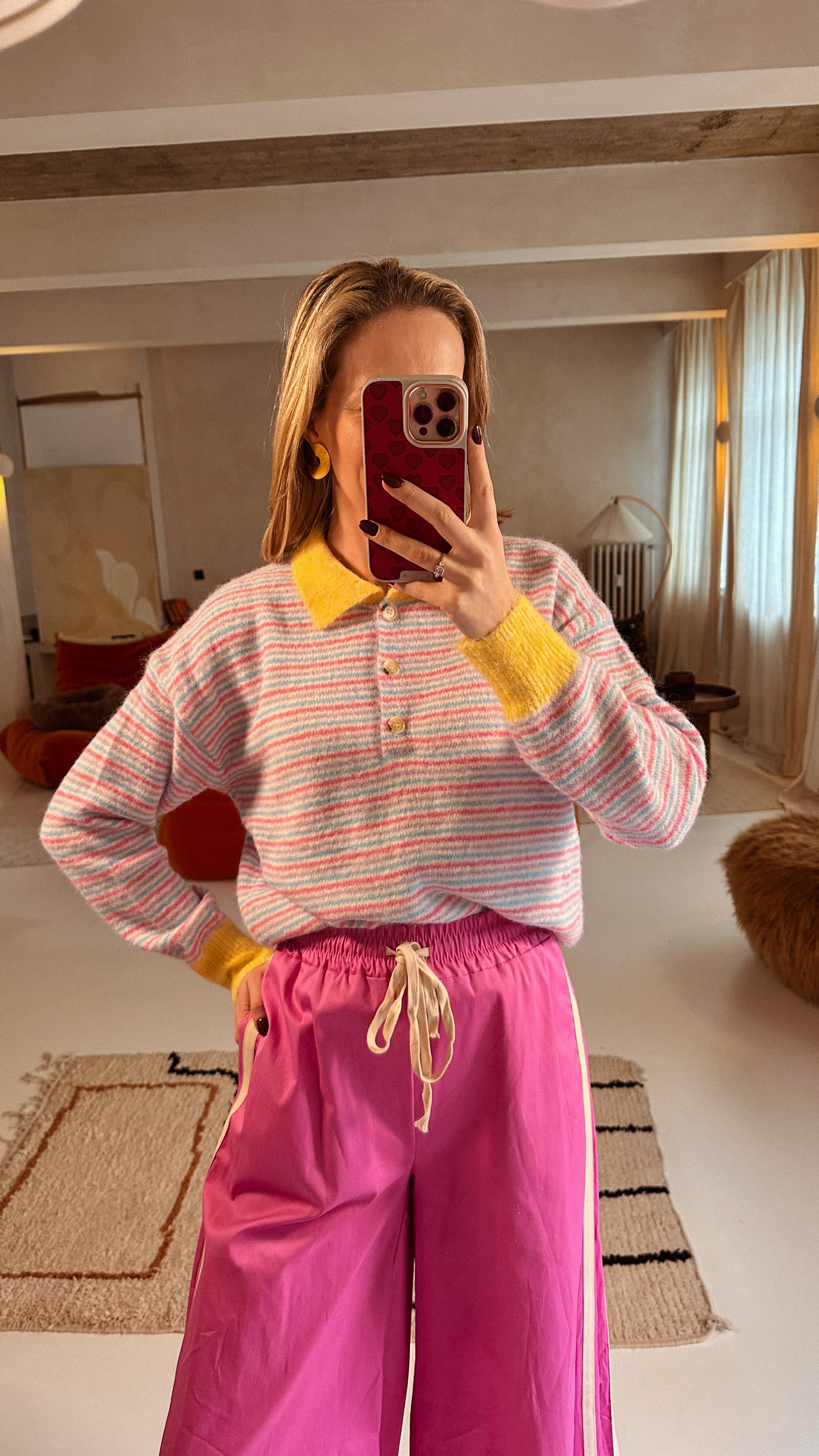 Isla polo trui geel gestreept