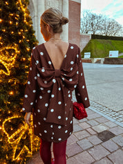 Polka dot jurk bruin