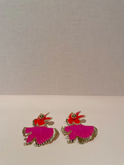 Oorbellen roze/oranje