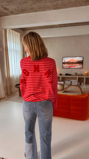 Louisa sweatshirt gestreept rood/roze