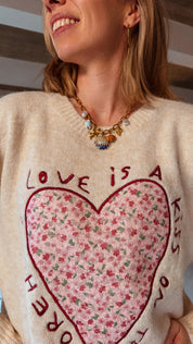 Estée trui heart ecru