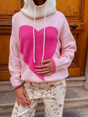 Heart trui roze