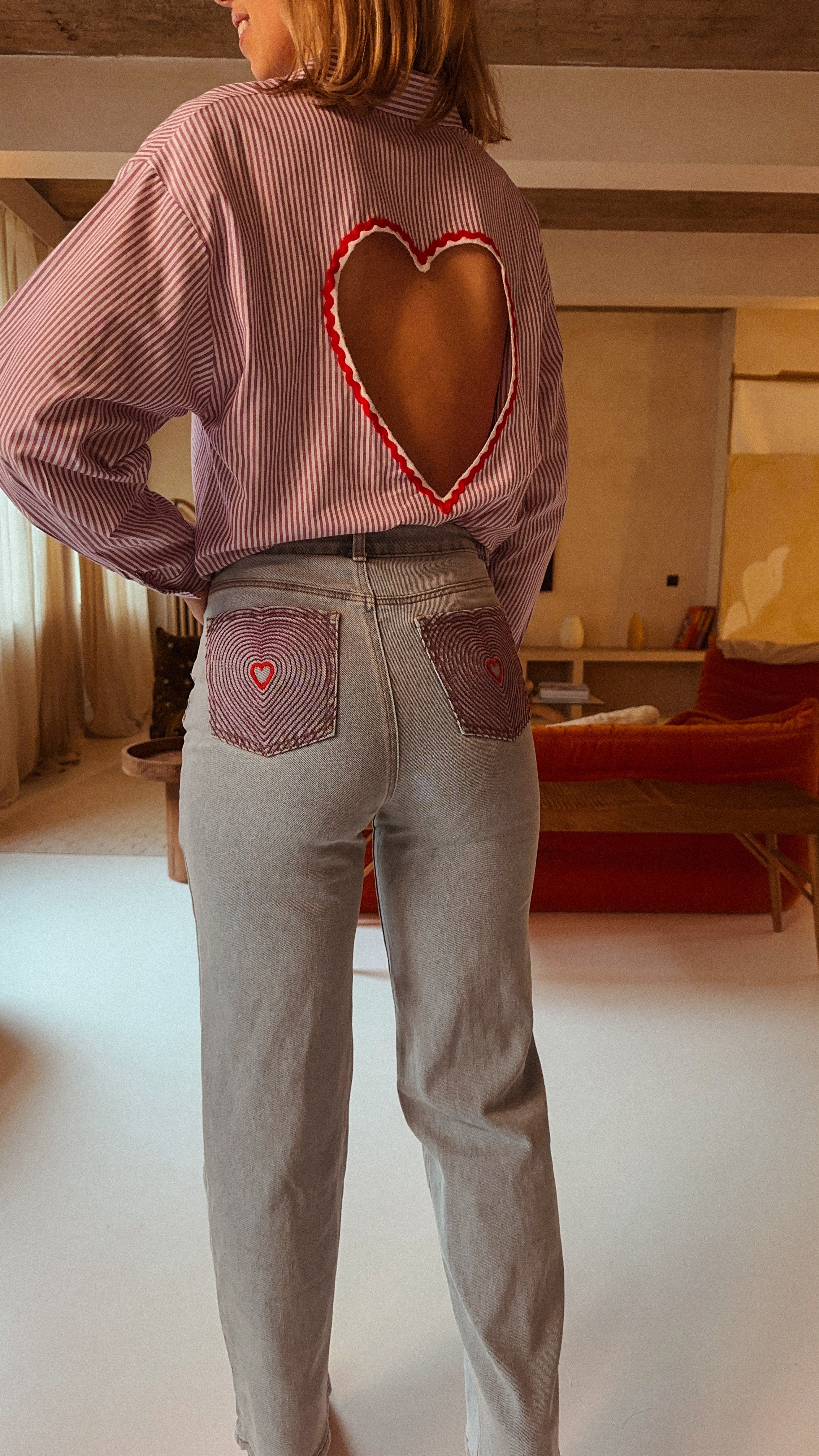 Milène jeans lichtblauw heart