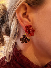 Vienna oorbellen burgundy goudkleurig