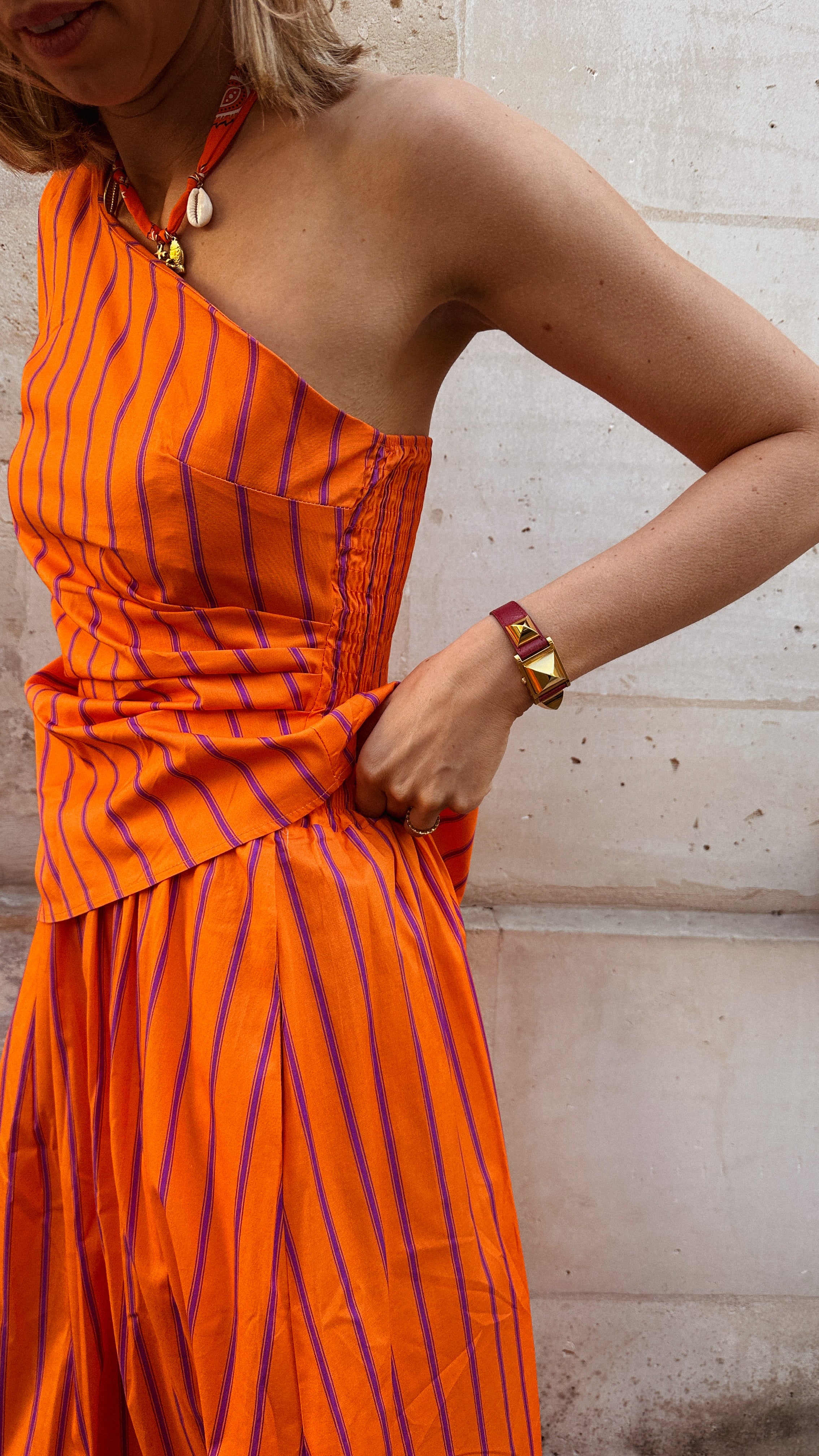 Florence set oranje gestreept