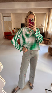 Striped longsleeve groen/ecru