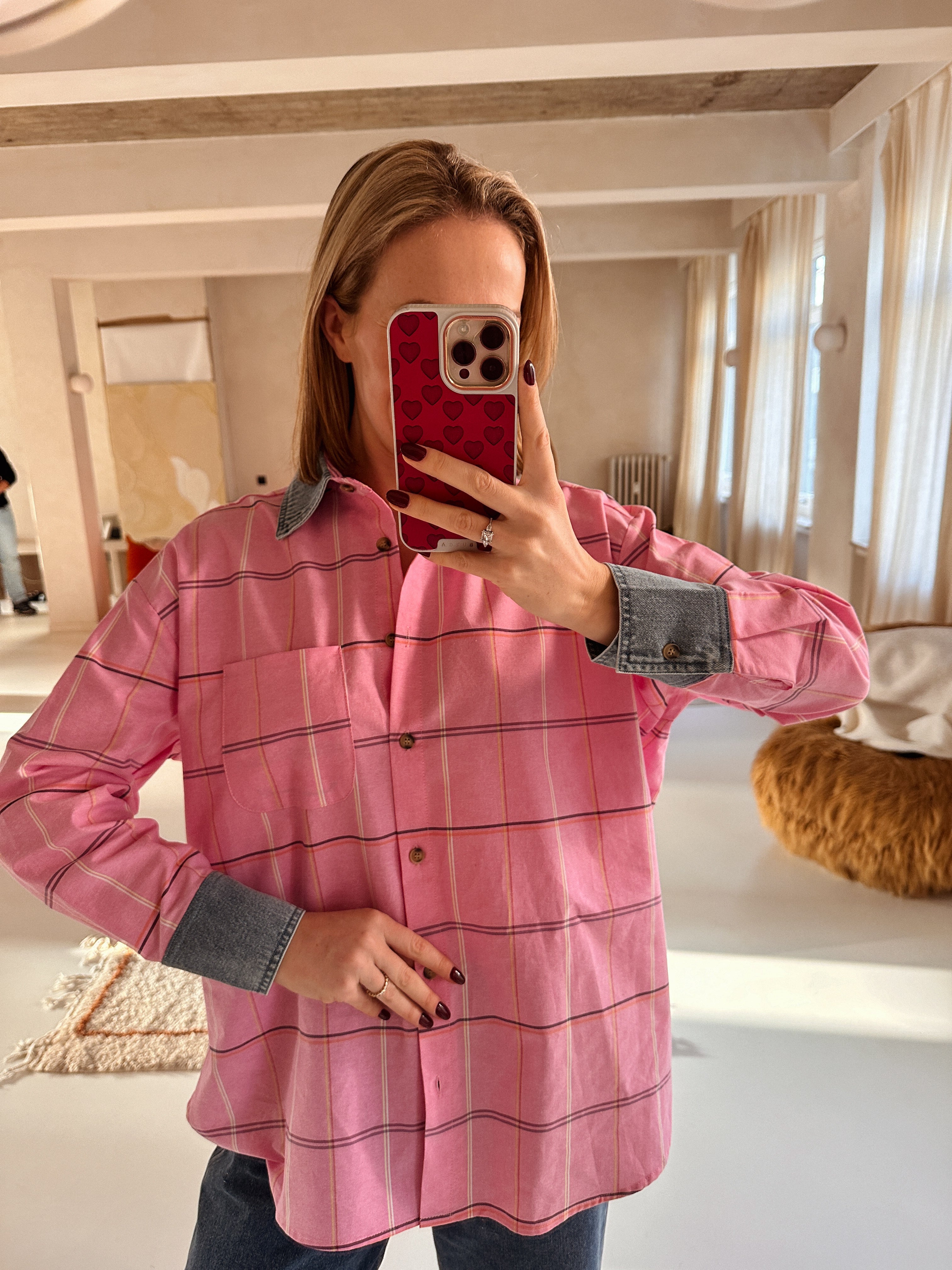 Fiona blouse roze geruit