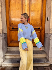 Caro knitted lichtblauwe trui