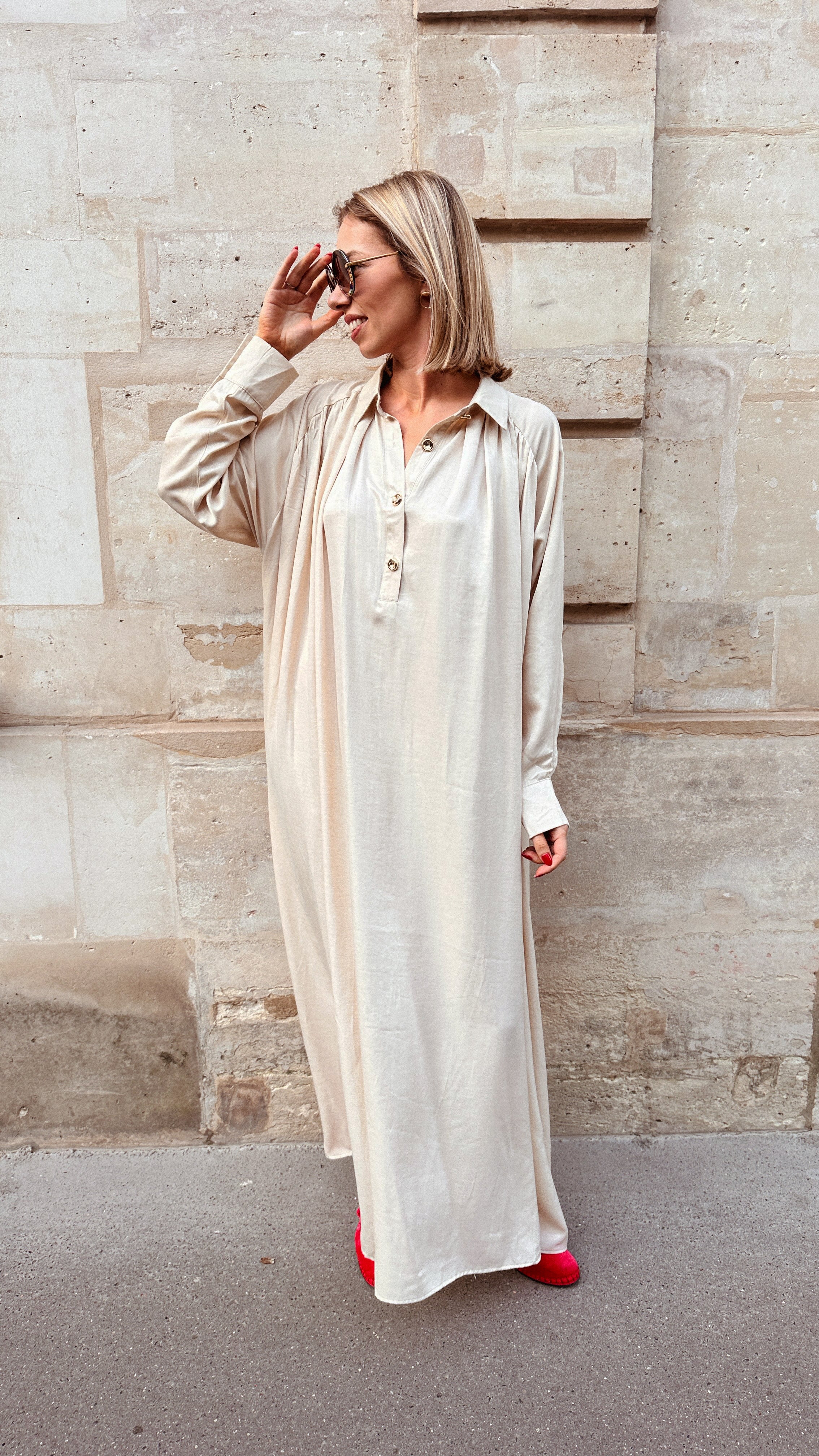 Fenna maxi jurk beige