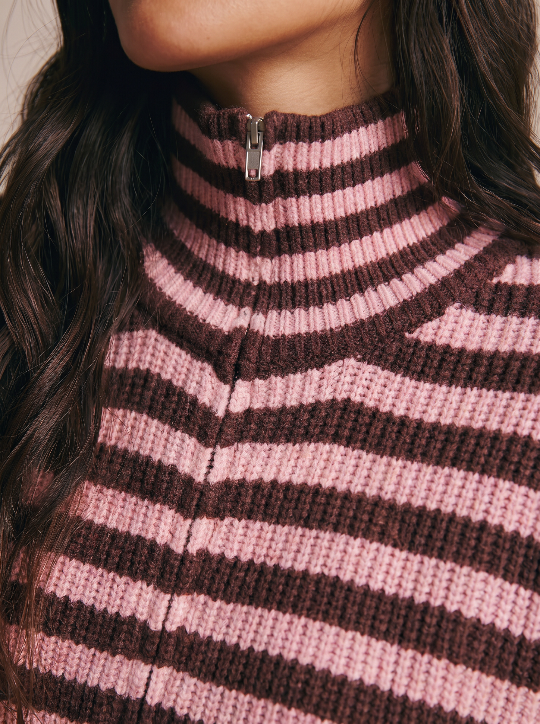 Lily zip trui Brown/pink