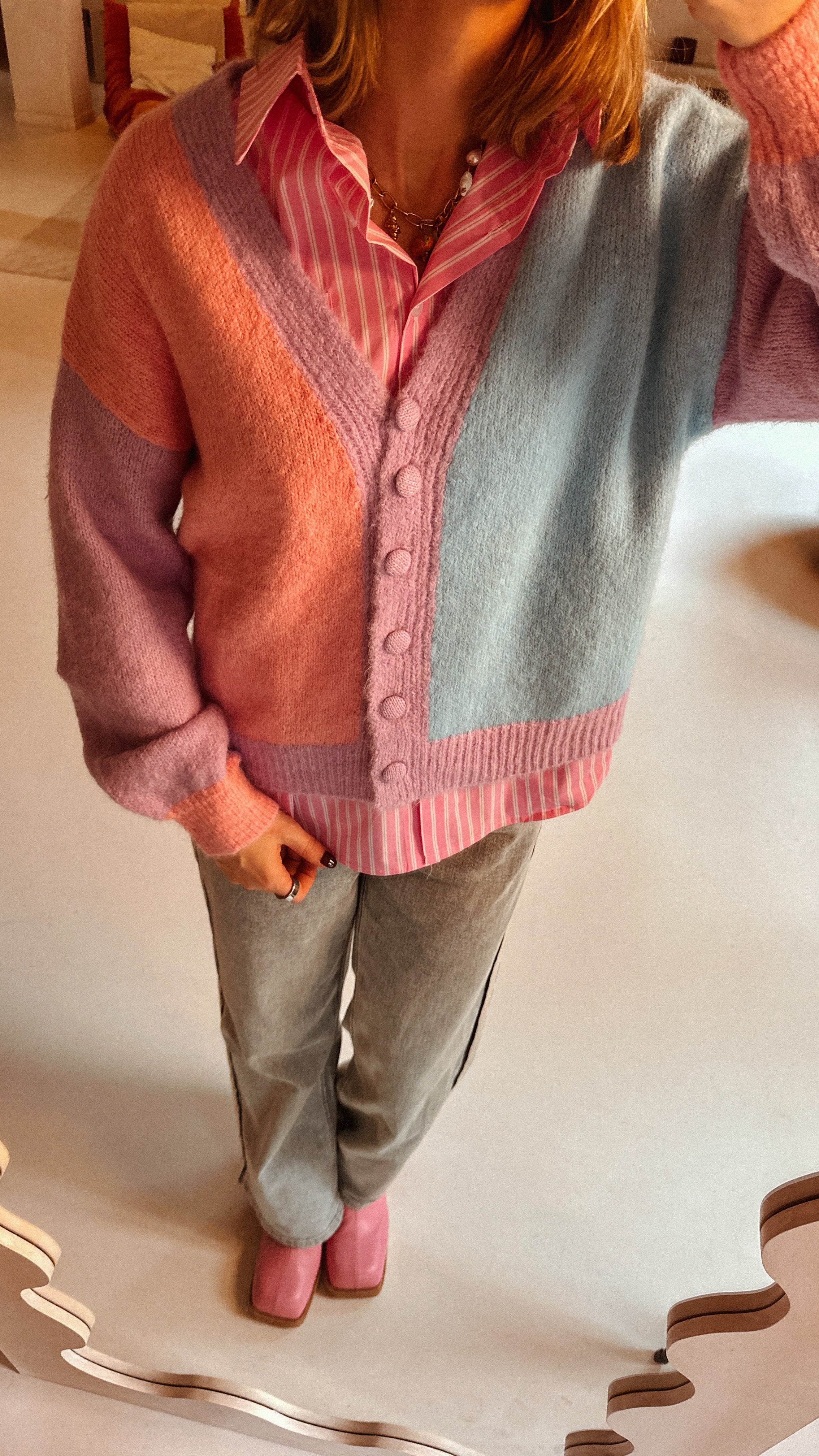 Sammie gilet roze/blauw/lila