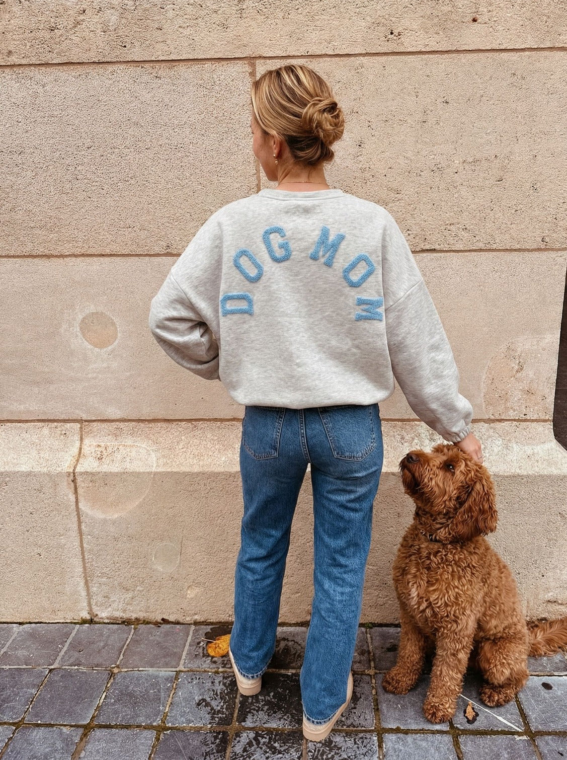 Dogmom sweater grijs/blauw