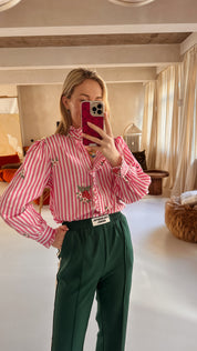 Tina blouse roze/wit gestreept