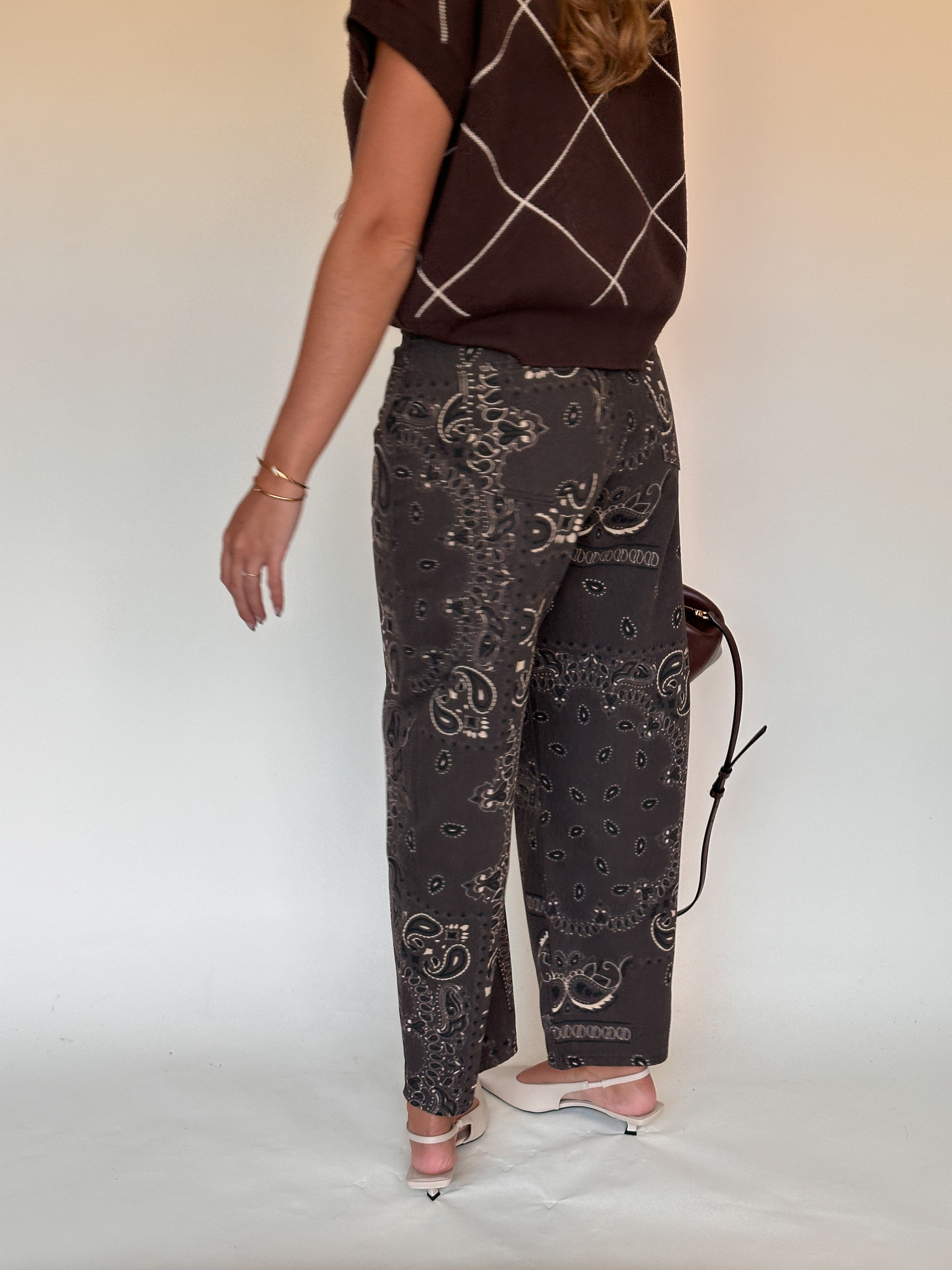 Bandana jeans chocoladebruin