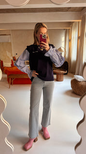 Colourful rebel sleeve top blauw