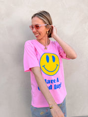 T-shirt roze met smiley
