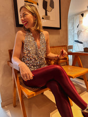 Fanny top zilver pailletten