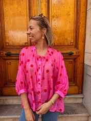 Jolie blouse met bollen roze