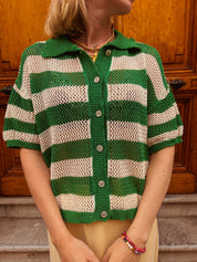 Ziva blouse crochet groen/ecru