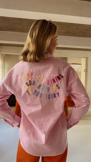 Lana blouse roze gestreept