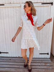 Franca kanten jurk wit