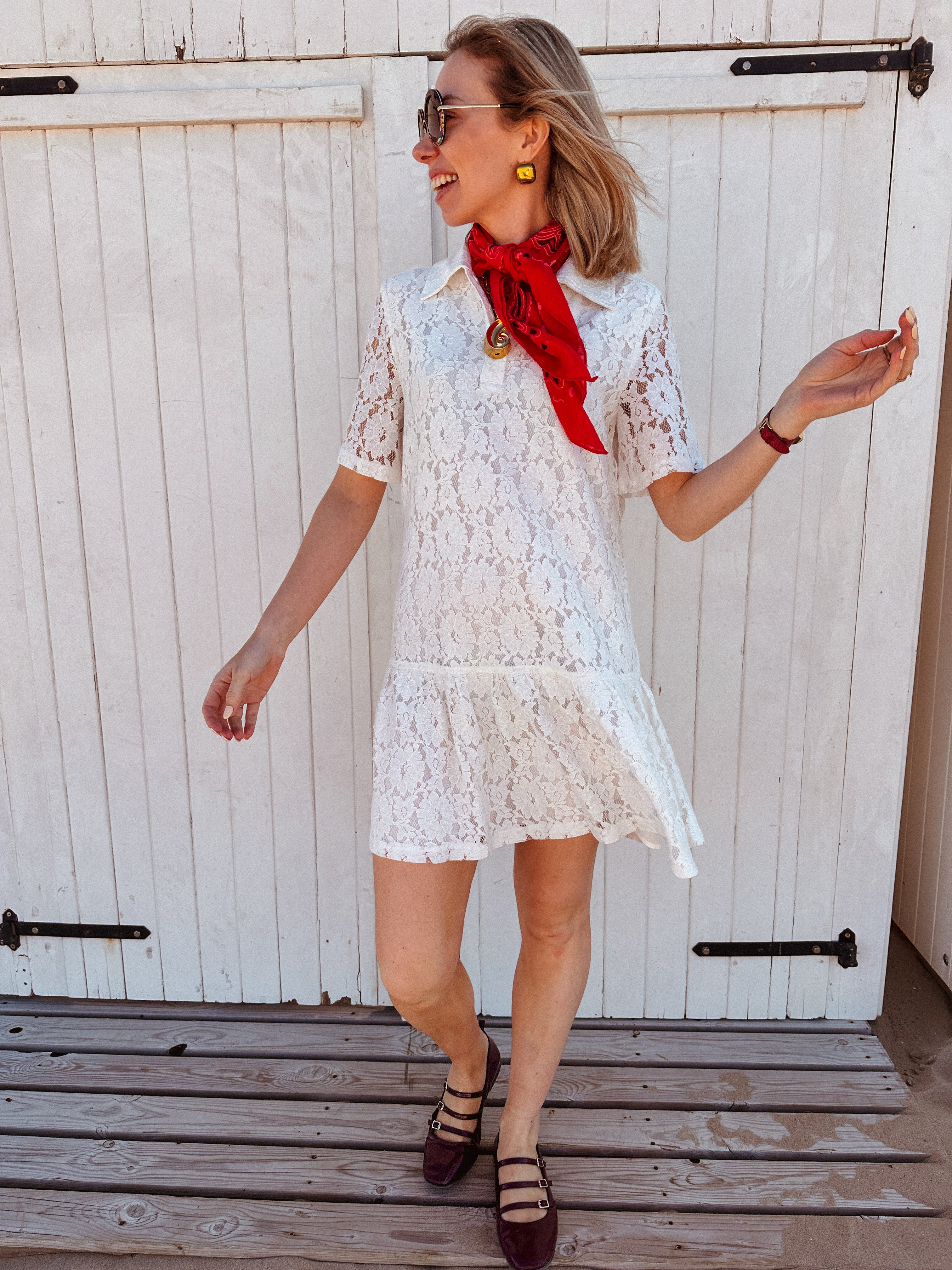 Franca kanten jurk wit