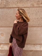 Copine sweater bruin/roze