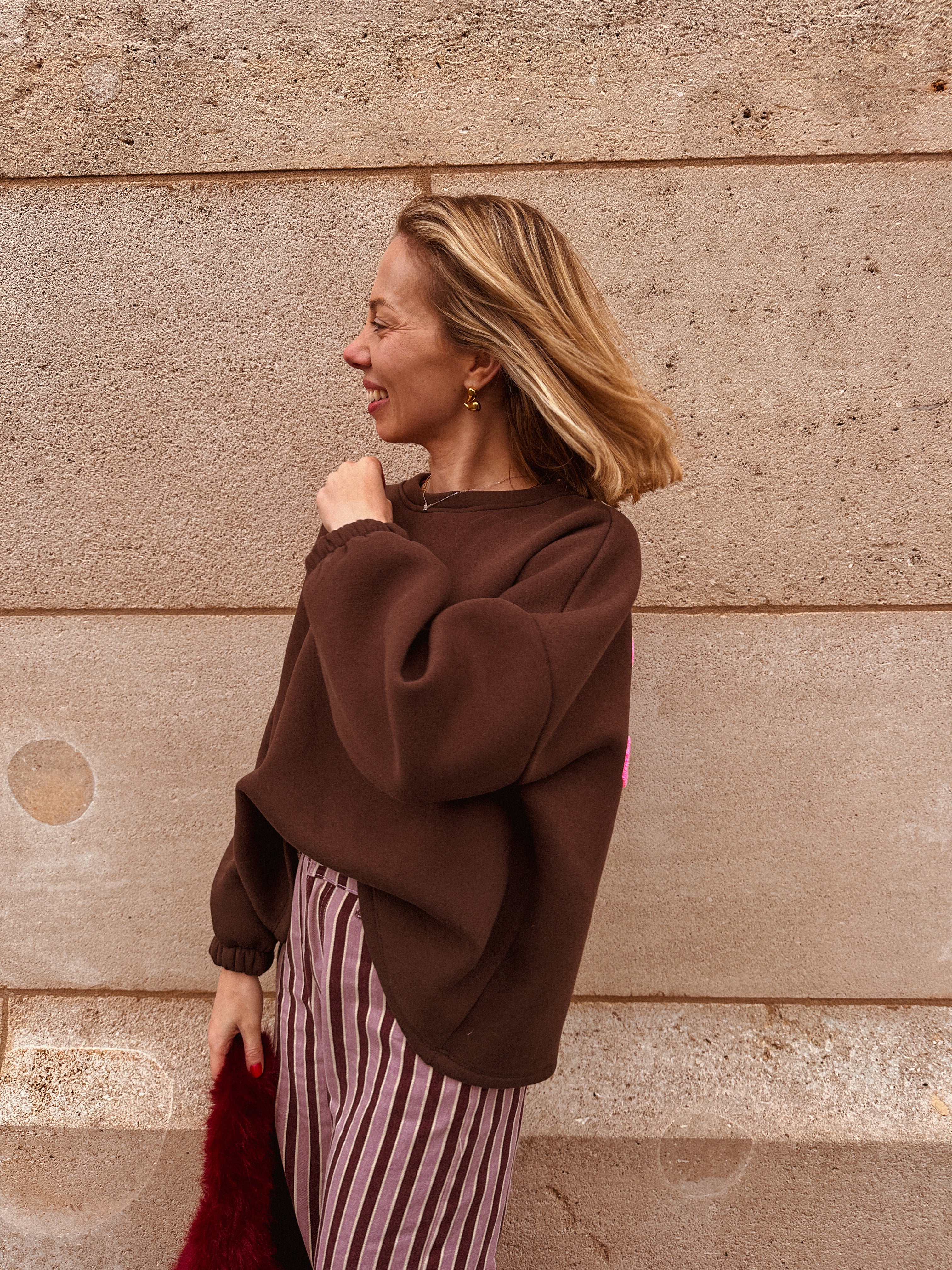 Copine sweater bruin/roze