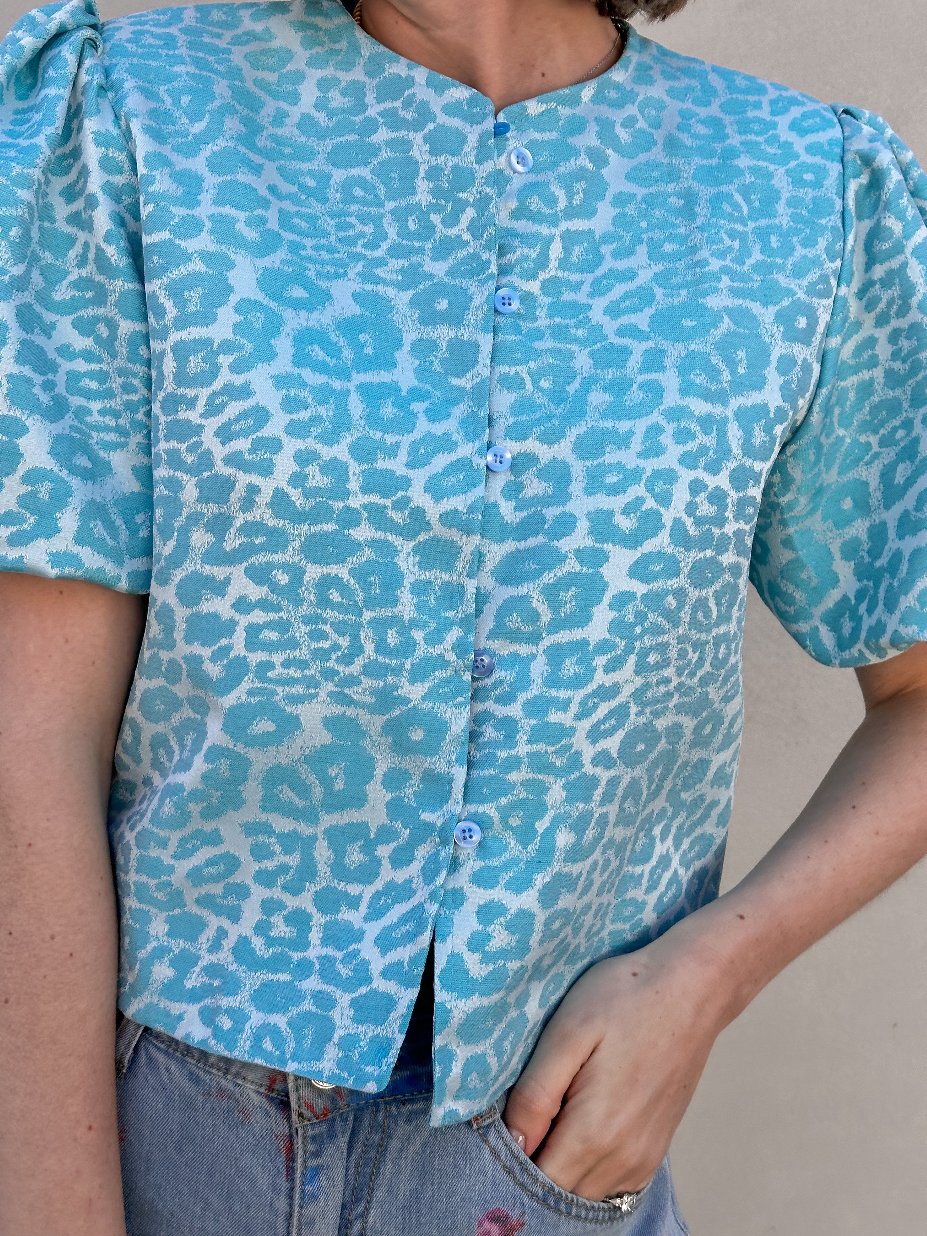 Véda blouse blauw