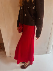 Isole satijnen rok rood