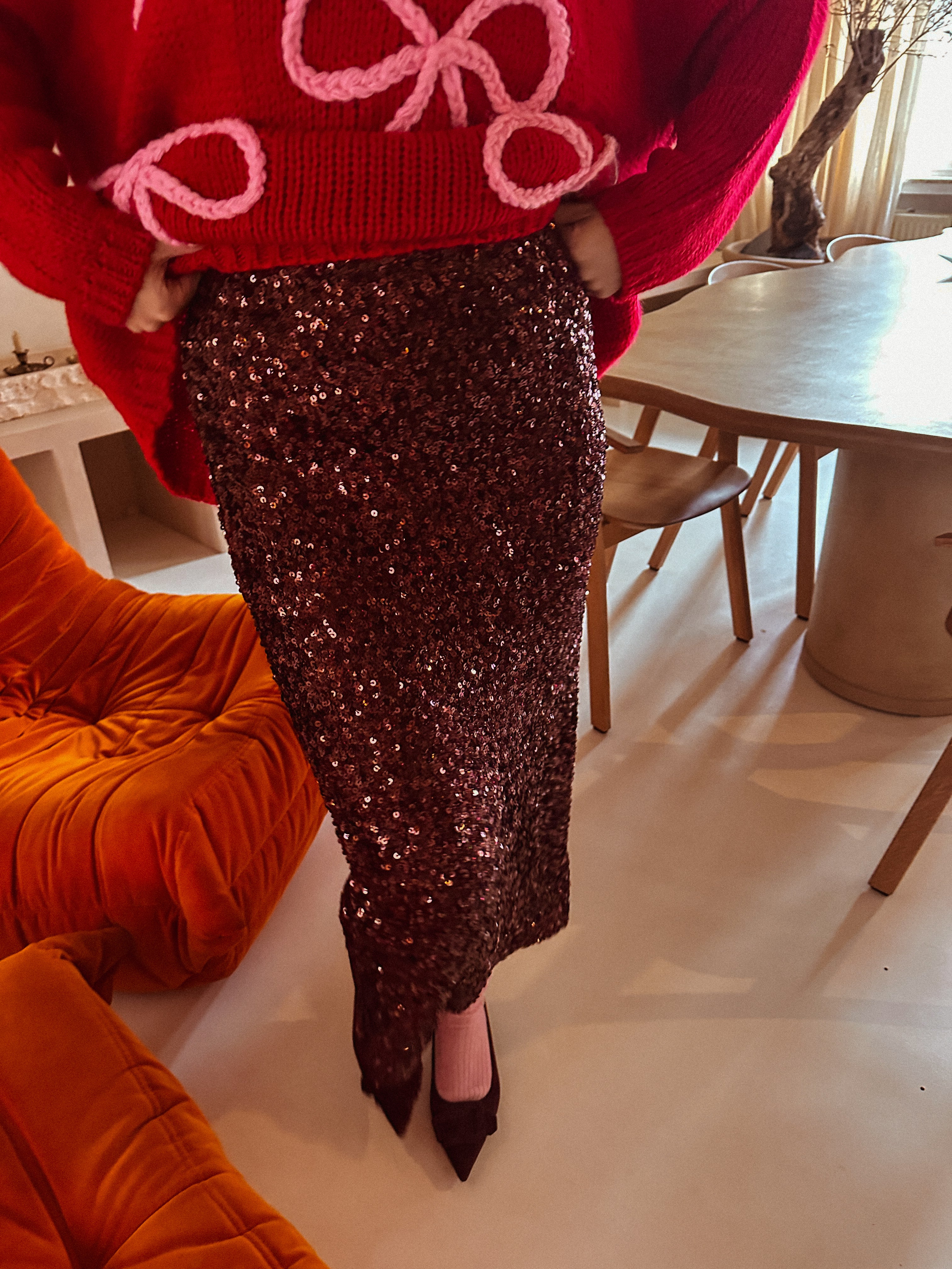 Jules rok Bordeaux pailletten 48-04278-W