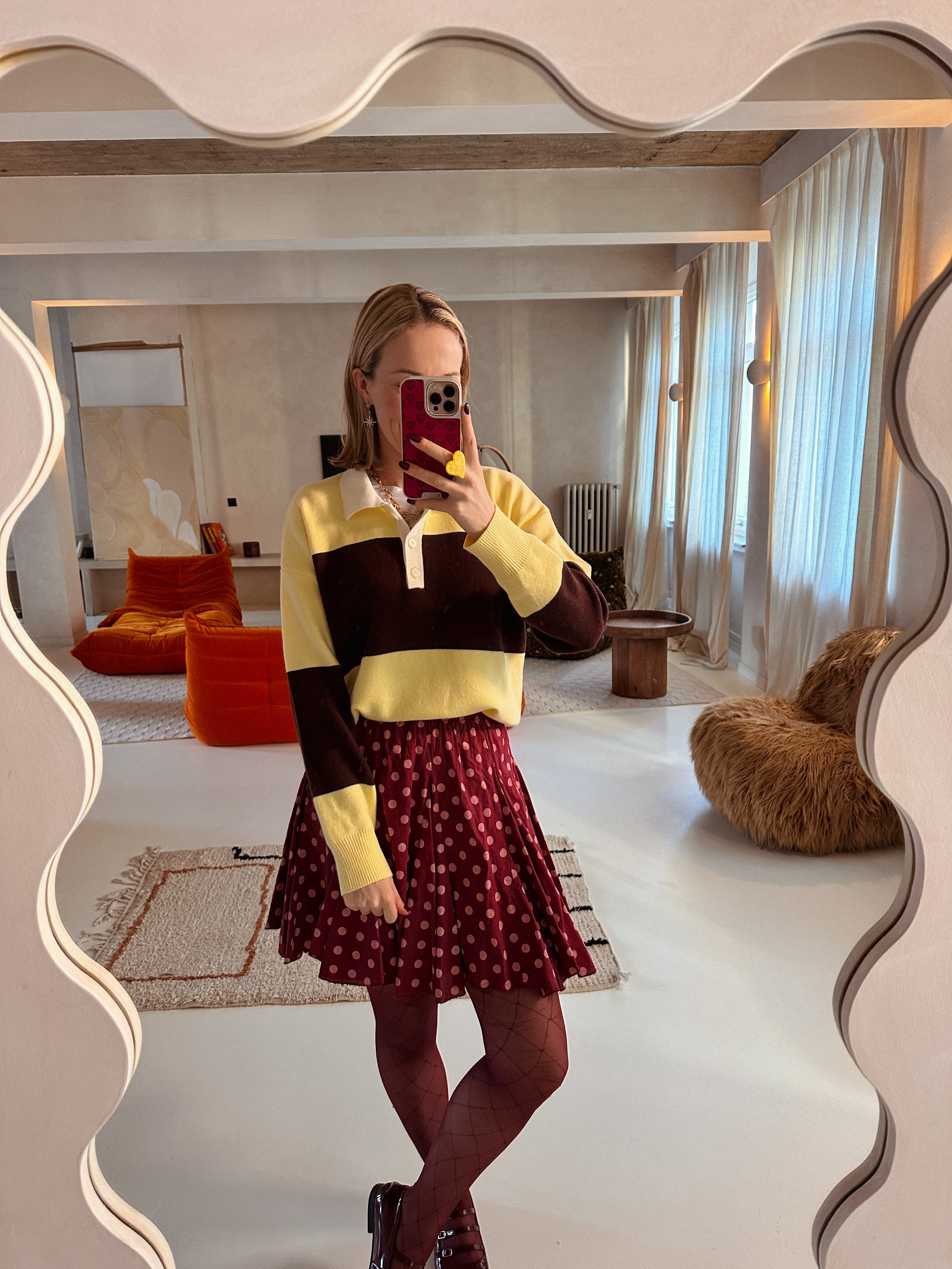 Gigi polo geel/bruin gestreept