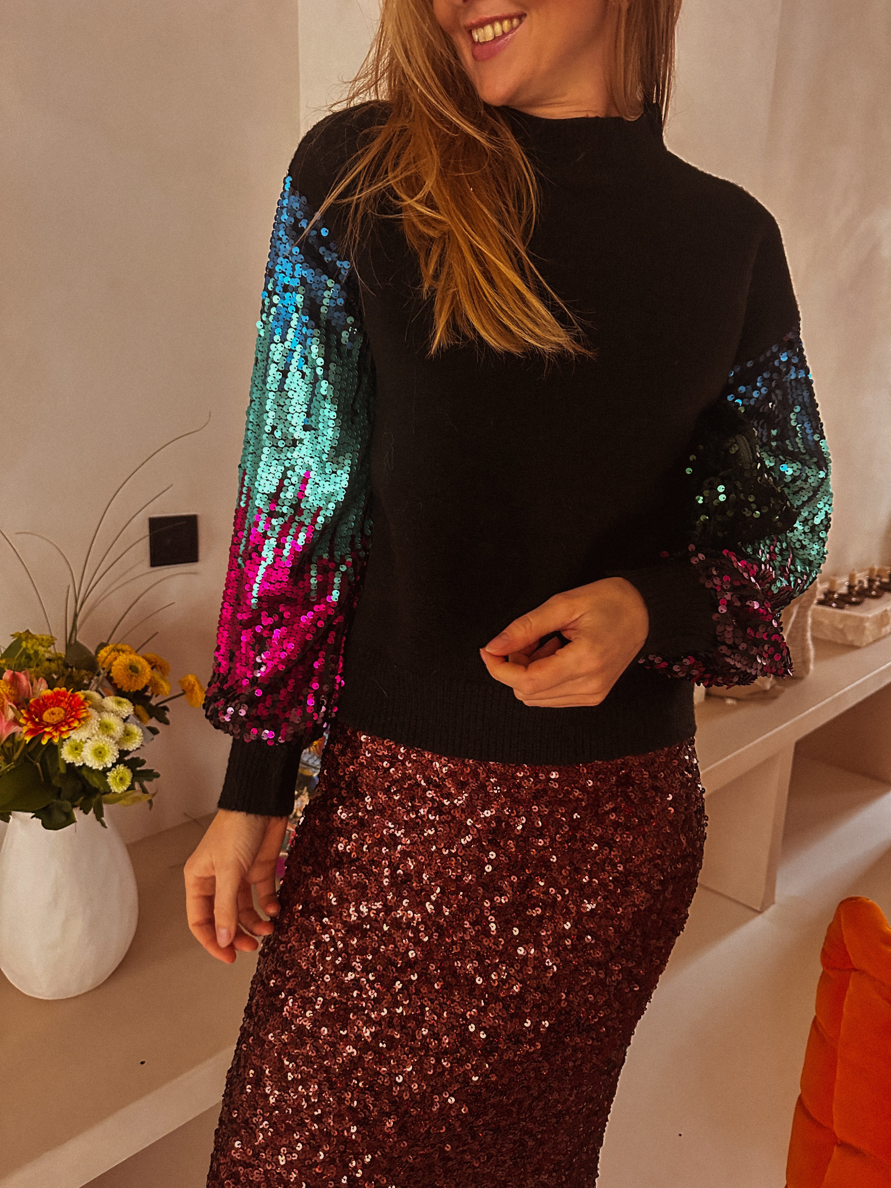 Shana trui multicolor pailletten