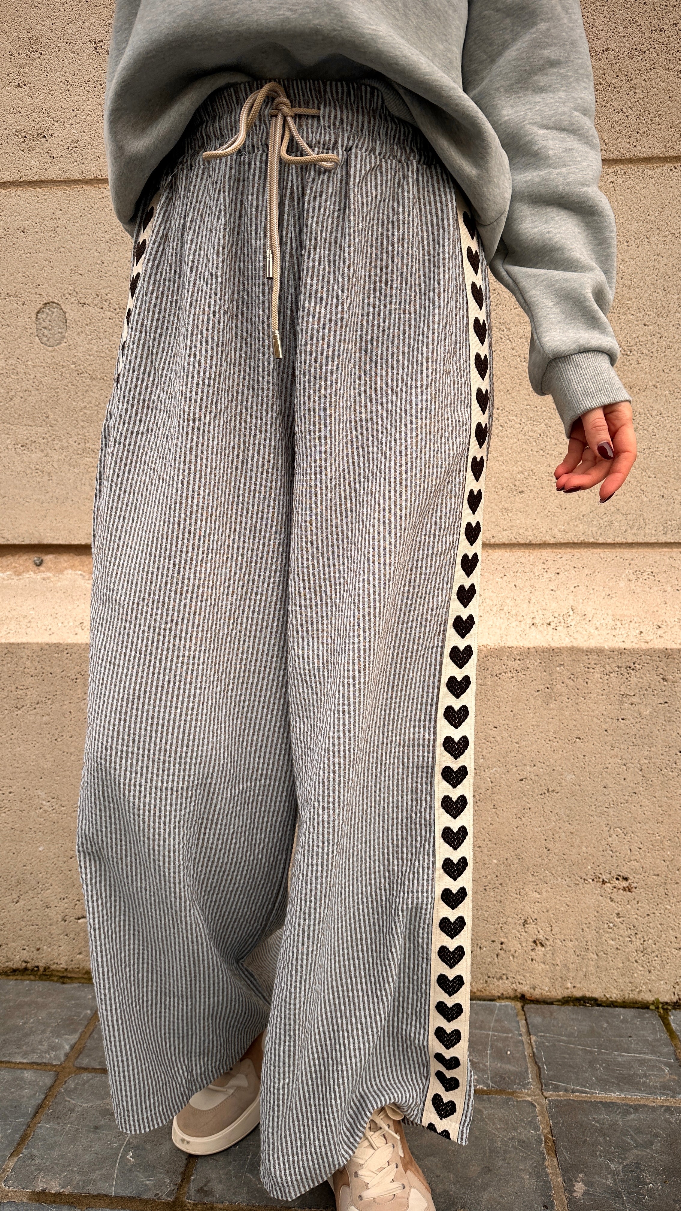 Nina broek geruit blauw/grijs