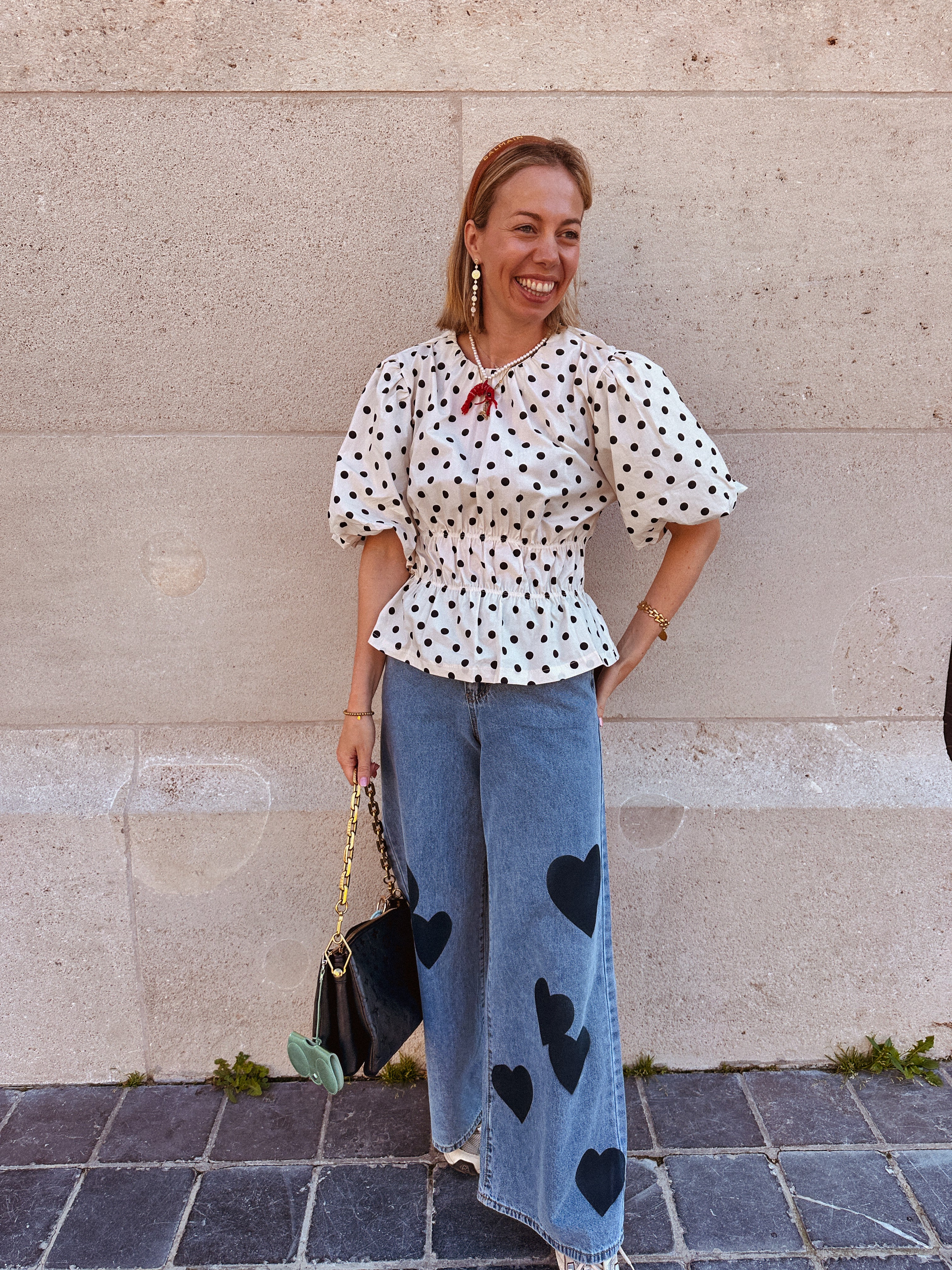 Jovie polka dot blouse wit